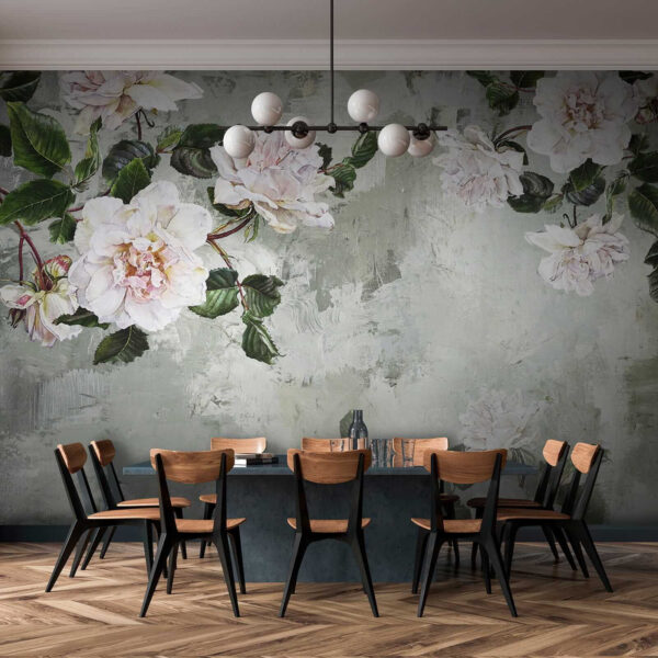 Pittura di fiori su una parete Pittura di fiori su una parete