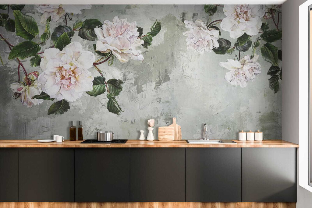 Painting of flowers on a wall