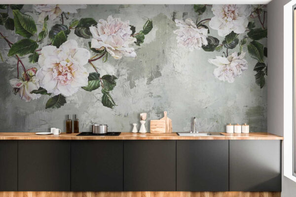 Pittura di fiori su una parete Pittura di fiori su una parete