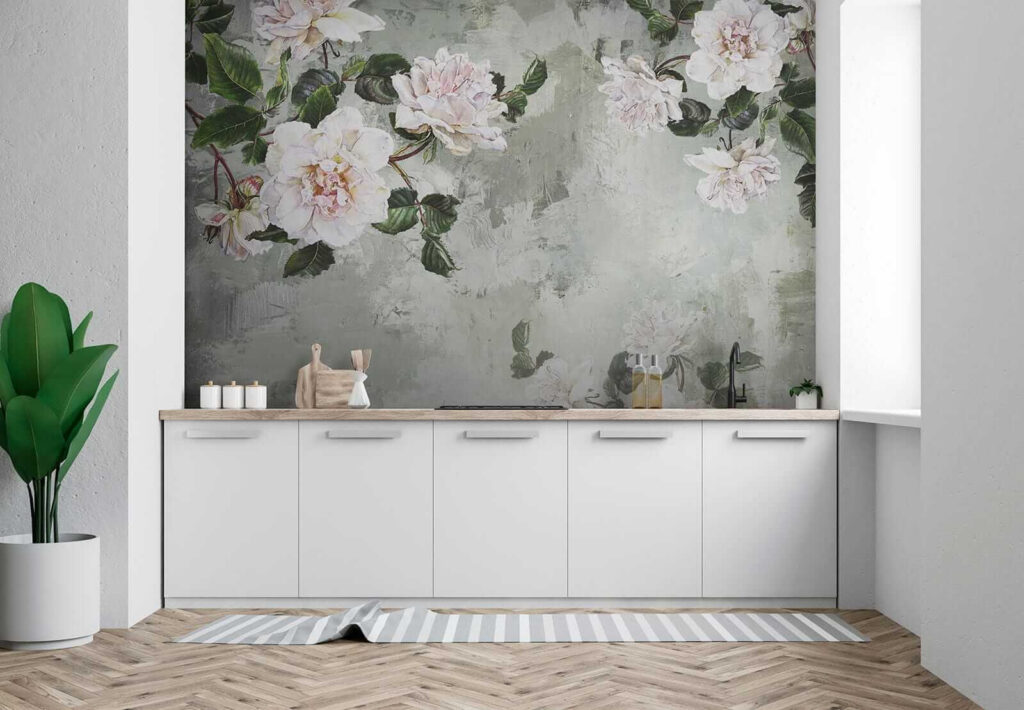 Painting of flowers on a wall