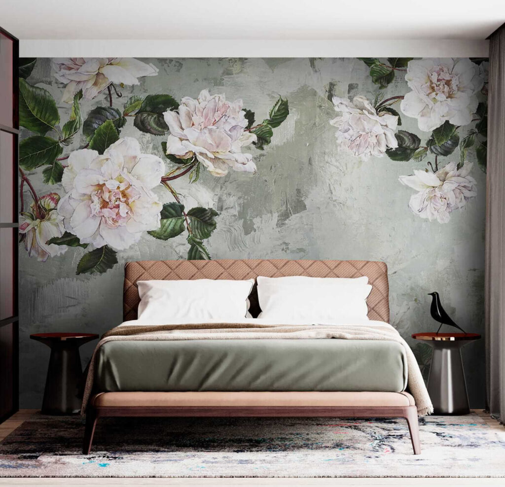 Painting of flowers on a wall