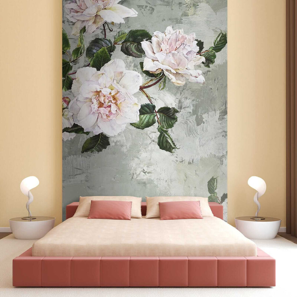 Painting of flowers on a wall