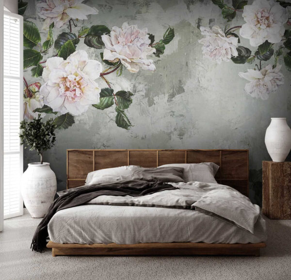 Pittura di fiori su una parete Pittura di fiori su una parete