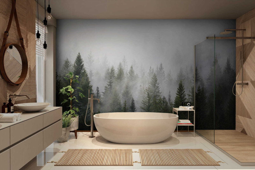 Group of trees in the fog