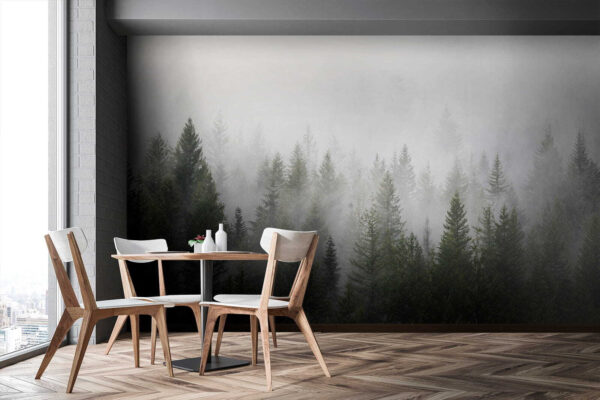 Gruppo di alberi nella nebbia Gruppo di alberi nella nebbia