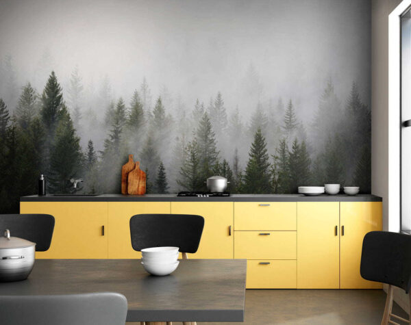 Gruppo di alberi nella nebbia Gruppo di alberi nella nebbia