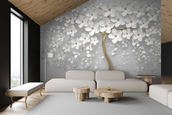 Albero con fiori e foglie bianche u37065pig1 600x400 - Albero con fiori e foglie bianche