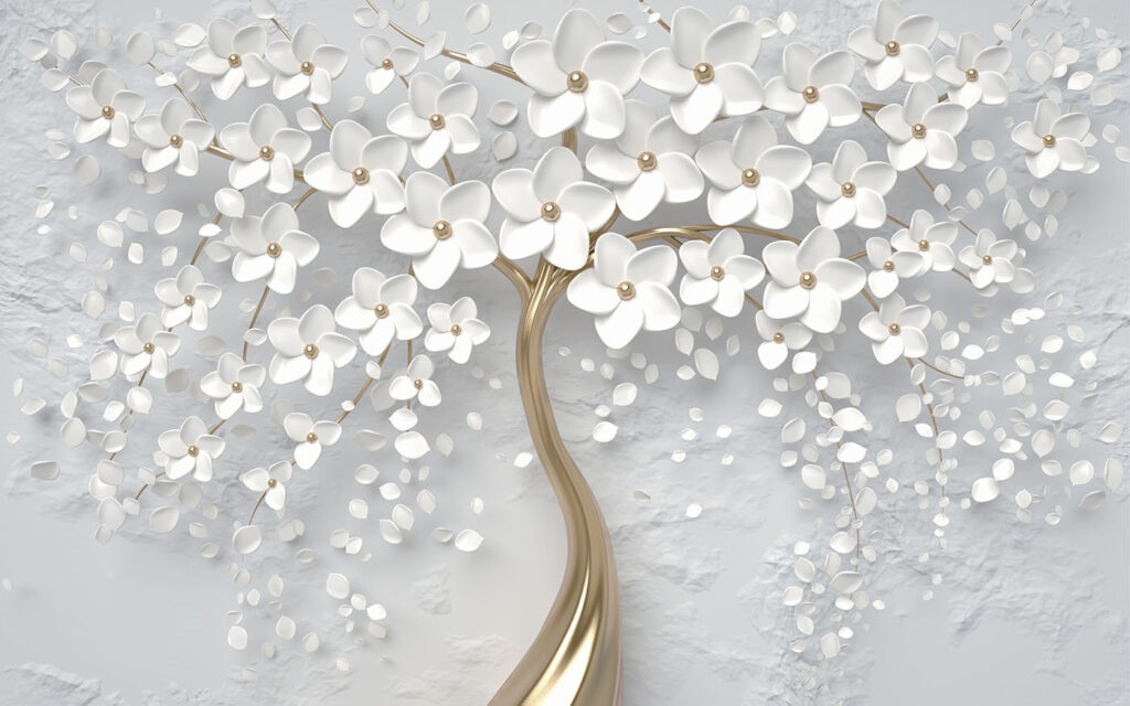 Albero con fiori e foglie bianche u37065p 1024x640 - Albero con fiori e foglie bianche