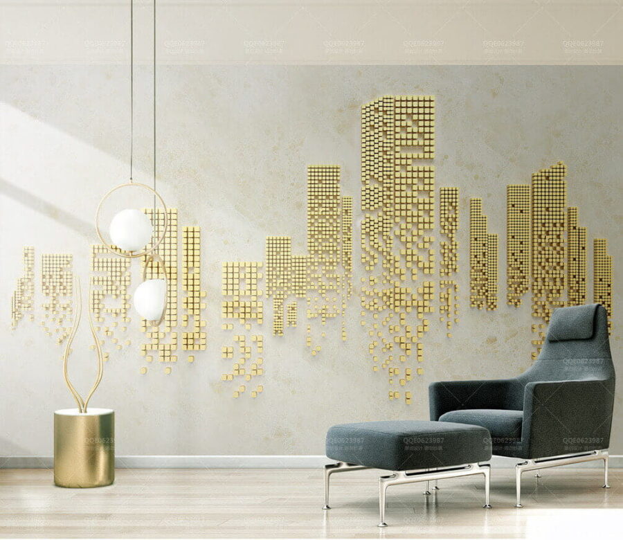 Lo skyline della città fatto di piccoli quadrati Lo skyline della città fatto di piccoli quadrati