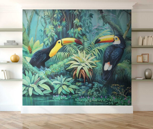 Pittura di uccelli in una foresta Pittura di uccelli in una foresta