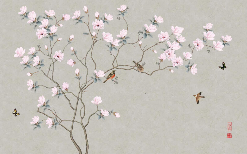 Albero con fiori e uccelli Albero con fiori e uccelli