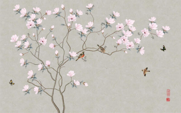 Albero con fiori e uccelli Albero con fiori e uccelli