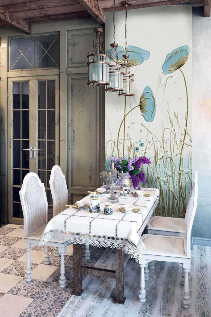 Painting of flowers in a field