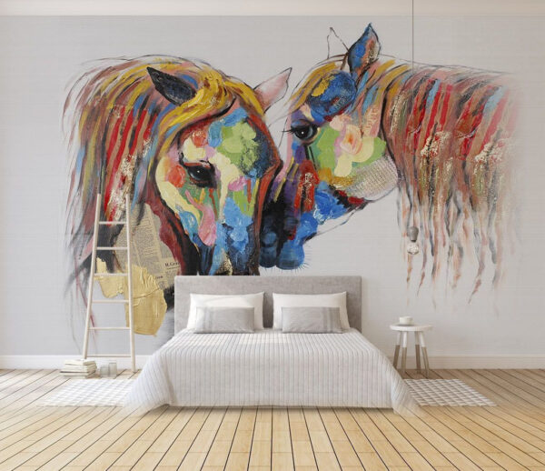 Pittura di cavalli con vernice colorata Pittura di cavalli con vernice colorata