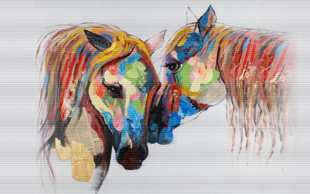 Pittura di cavalli con vernice colorata Pittura di cavalli con vernice colorata