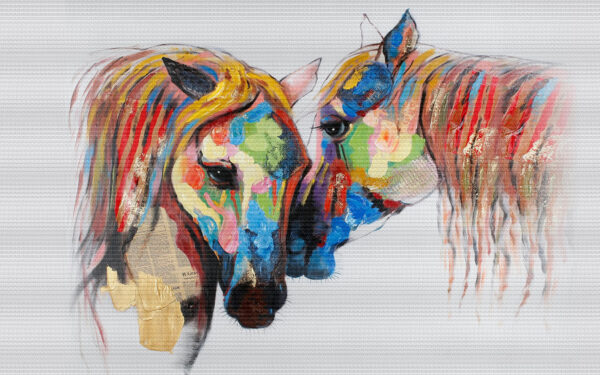 Pittura di cavalli con vernice colorata Pittura di cavalli con vernice colorata