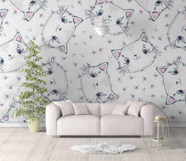 Motivo di gatti su sfondo bianco Motivo di gatti su sfondo bianco
