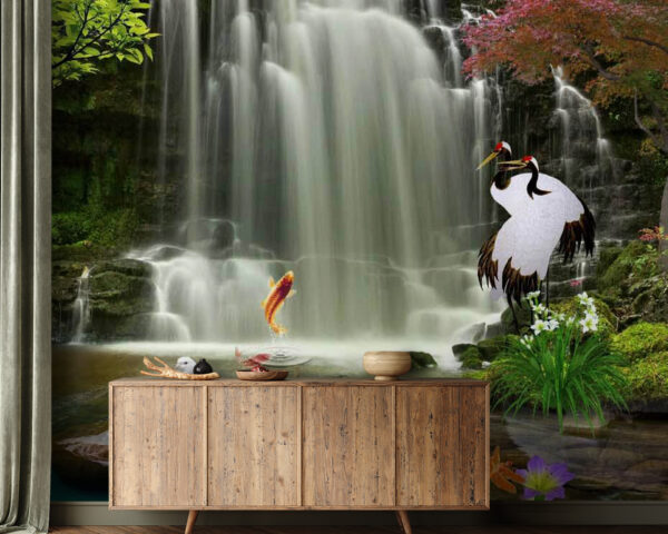 Cascata con uccelli e pesci Cascata con uccelli e pesci