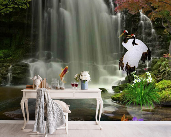 Cascata con uccelli e pesci Cascata con uccelli e pesci