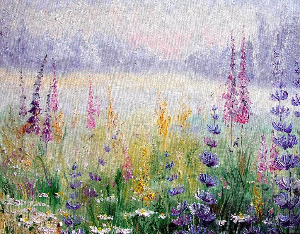 Pittura di fiori in un campo Pittura di fiori in un campo
