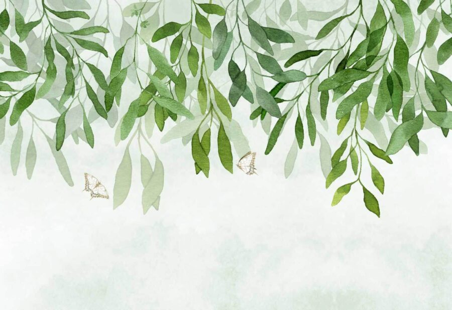 Pittura di foglie e farfalle