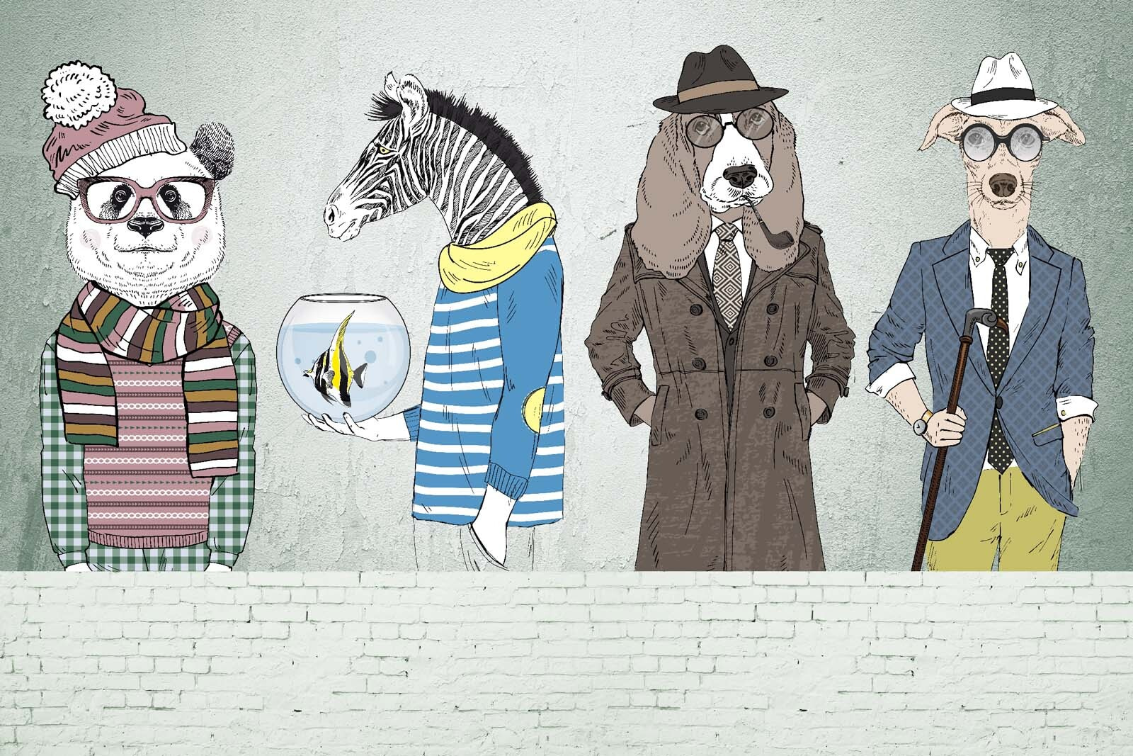 u27417p - Parete con teste di animali - tegory