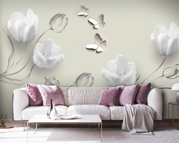 Fiori bianchi e farfalle Fiori bianchi e farfalle