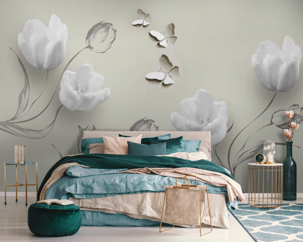 Fiori bianchi e farfalle Fiori bianchi e farfalle