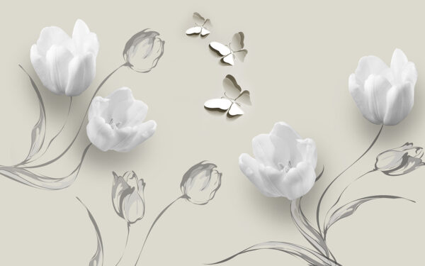 Fiori bianchi e farfalle Fiori bianchi e farfalle