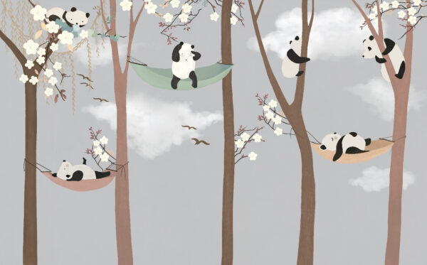 Panda in amaca sugli alberi Panda in amaca sugli alberi