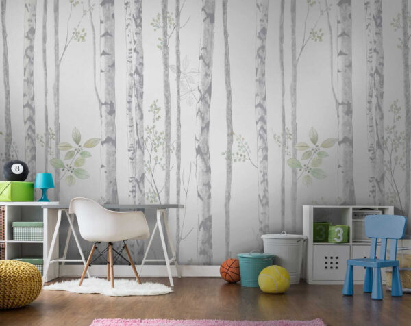 Carta da parati con alberi e foglie Carta da parati con alberi e foglie