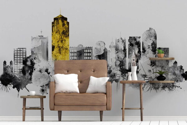 Paesaggio urbano in bianco e nero Paesaggio urbano in bianco e nero