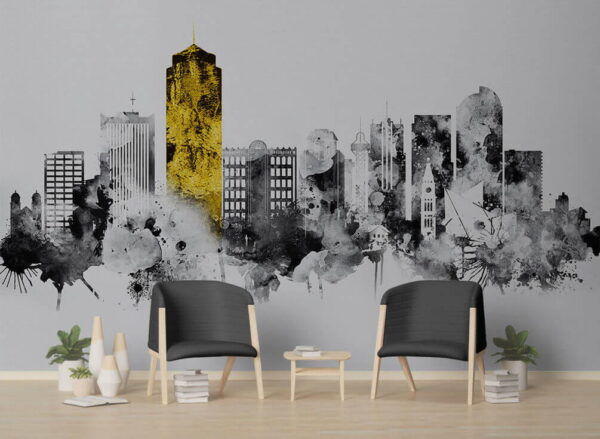 Paesaggio urbano in bianco e nero Paesaggio urbano in bianco e nero