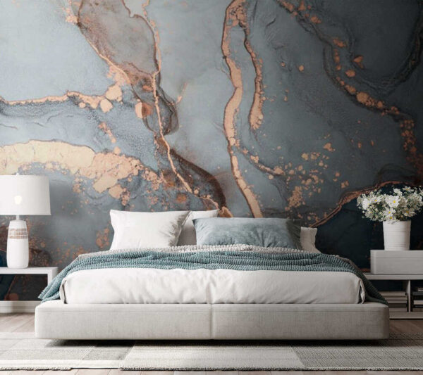 Ethereal Blue and Copper Swirls