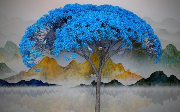 Albero con foglie blu Albero con foglie blu