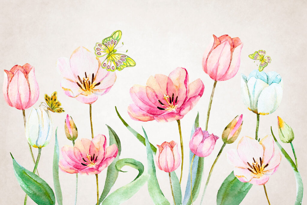 Pittura di fiori e farfalle Pittura di fiori e farfalle