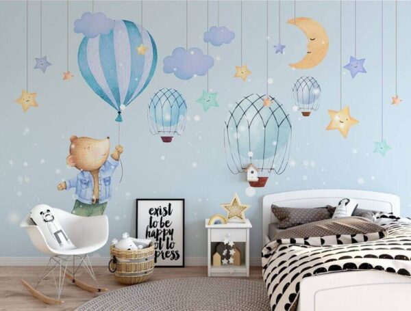 Orso dei cartoni animati con in mano un palloncino Orso dei cartoni animati con in mano un palloncino