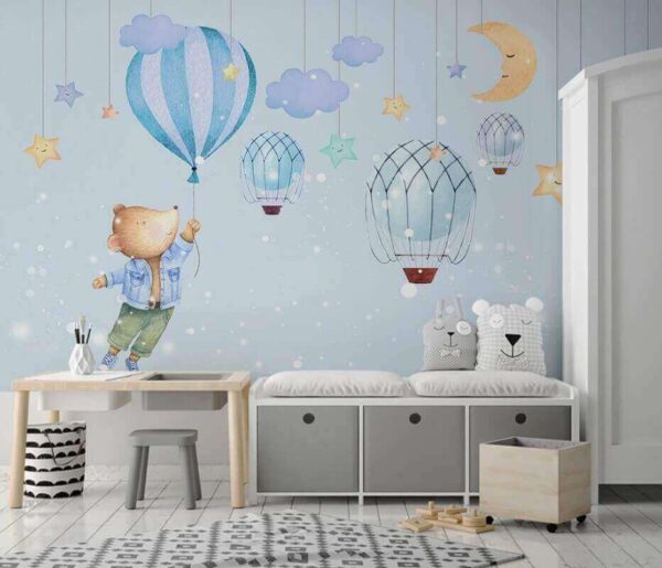 Orso dei cartoni animati con in mano un palloncino Orso dei cartoni animati con in mano un palloncino