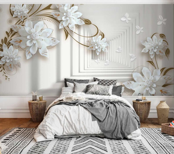 Disegno di un fiore bianco su sfondo bianco Disegno di un fiore bianco su sfondo bianco
