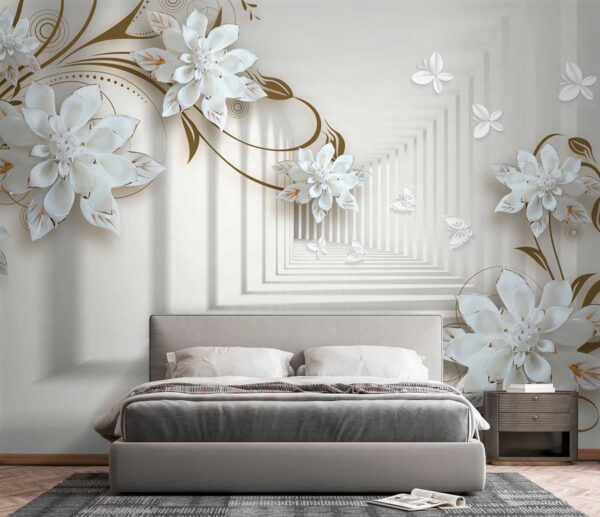 Disegno di un fiore bianco su sfondo bianco Disegno di un fiore bianco su sfondo bianco