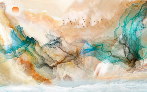 Pittura di uccelli che volano nel cielo Pittura di uccelli che volano nel cielo