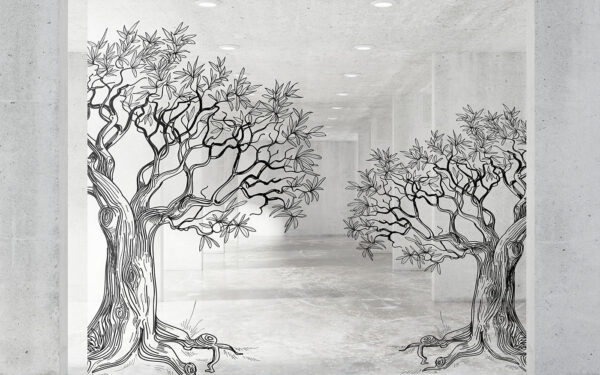 Gruppo di alberi disegnati sul muro Gruppo di alberi disegnati sul muro