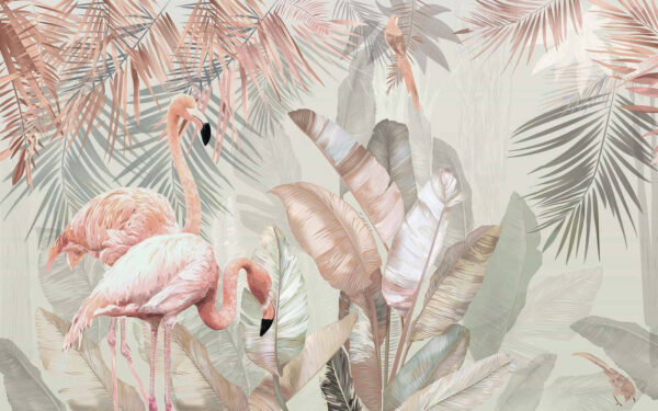 Fenicotteri e foglie tropicali Fenicotteri e foglie tropicali