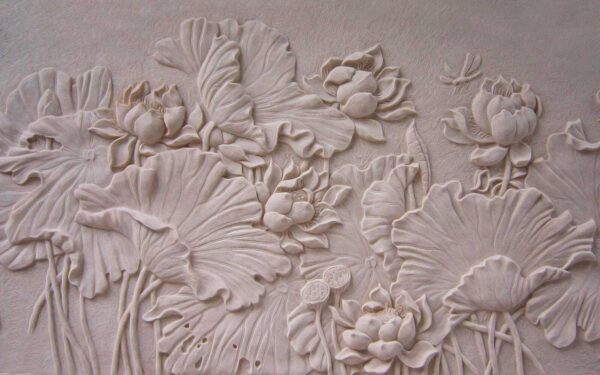Elegante disegno floreale a rilievo in beige. Elegante disegno floreale a rilievo in beige.