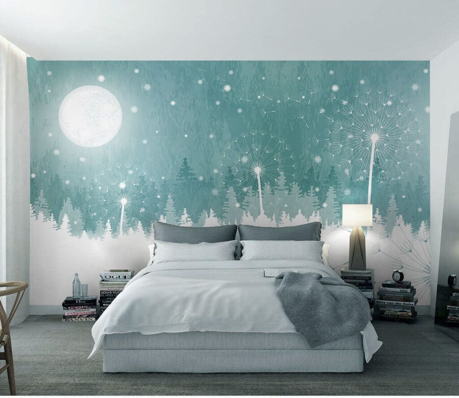 La luna su una foresta innevata La luna su una foresta innevata