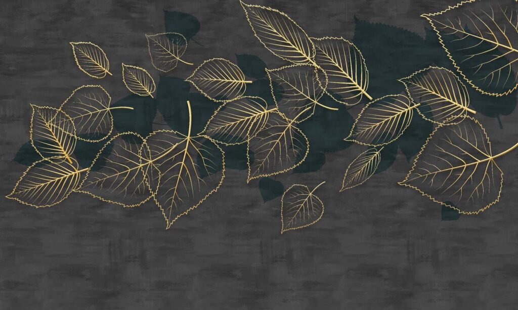 Disegno di foglie su sfondo nero Disegno di foglie su sfondo nero
