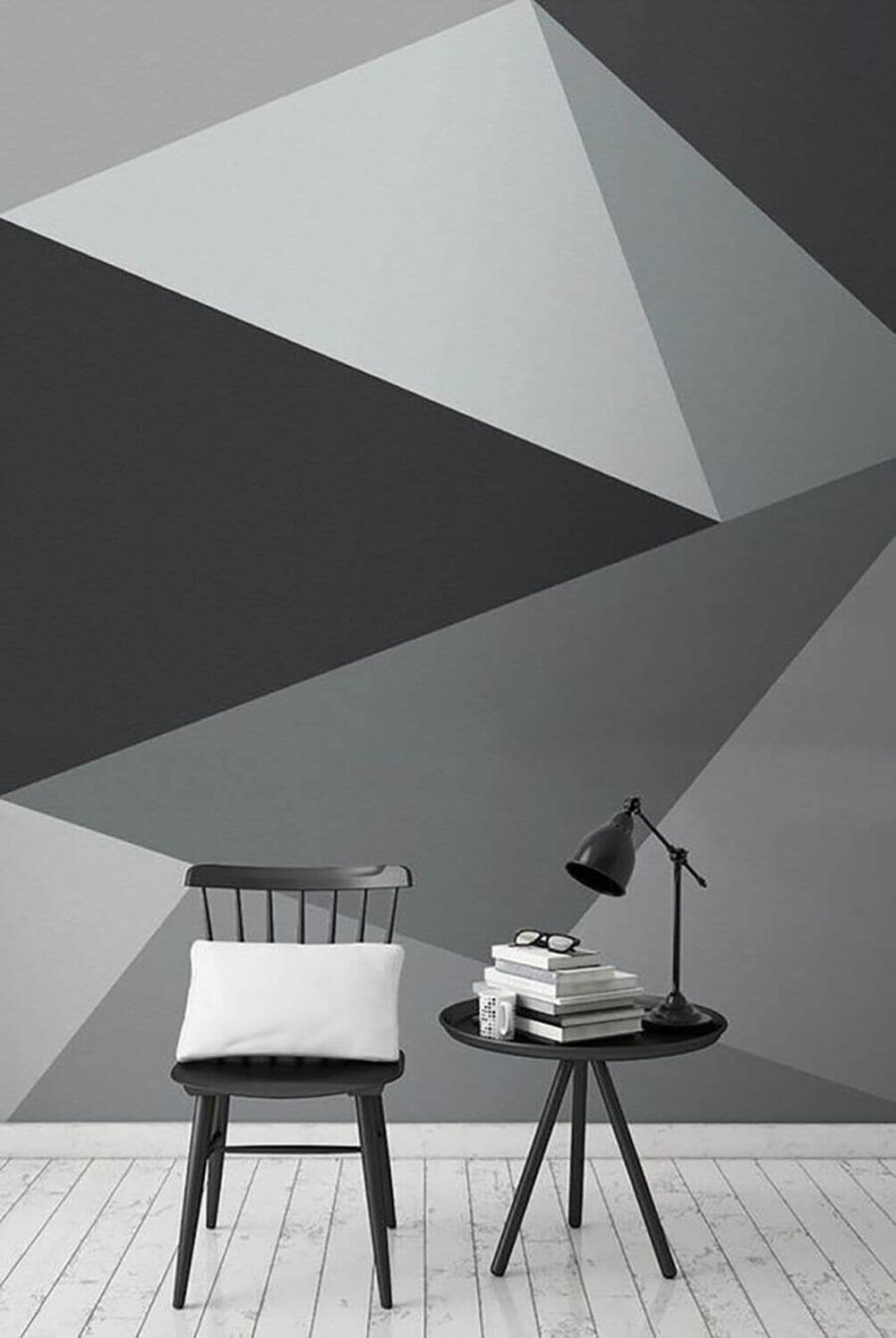 Disegno a triangolo grigio e bianco
