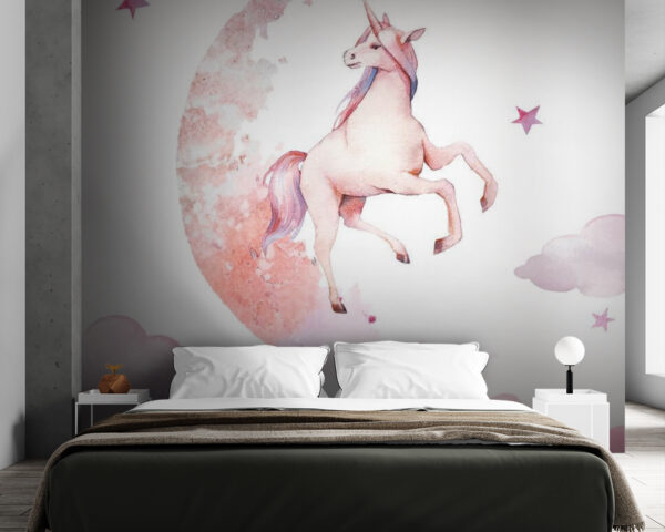 Carta da parati Carta da parati Unicorno sulla luna (COD: u12879)