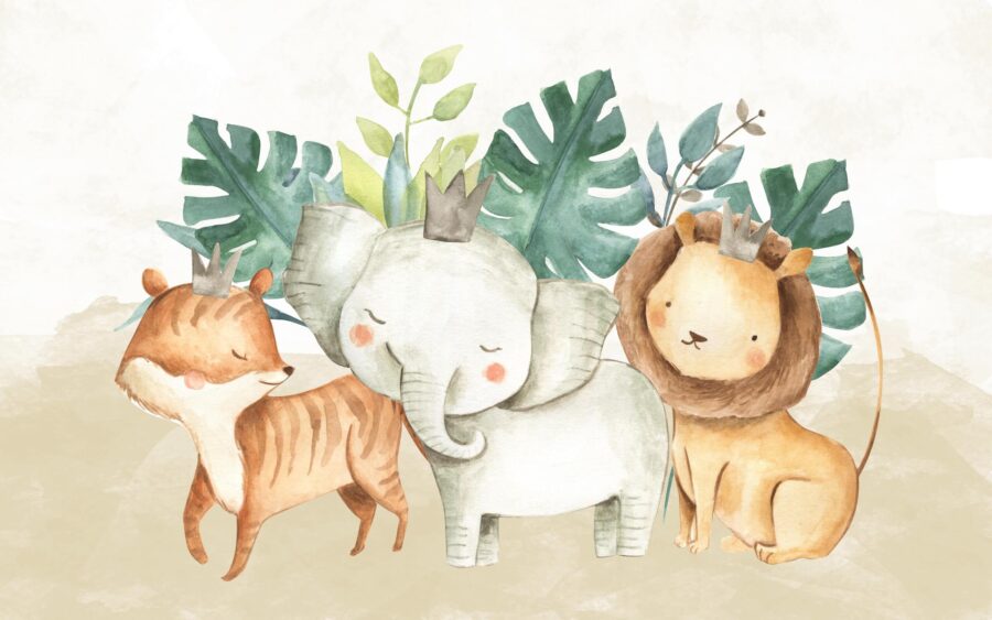 Gruppo di animali con corona
