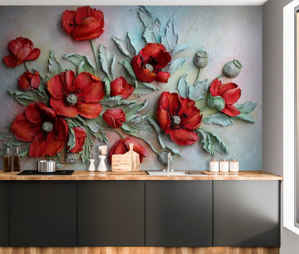 Vibrant red flowers in soft hues